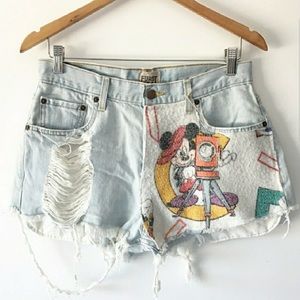 LF distressed Mickey shorts